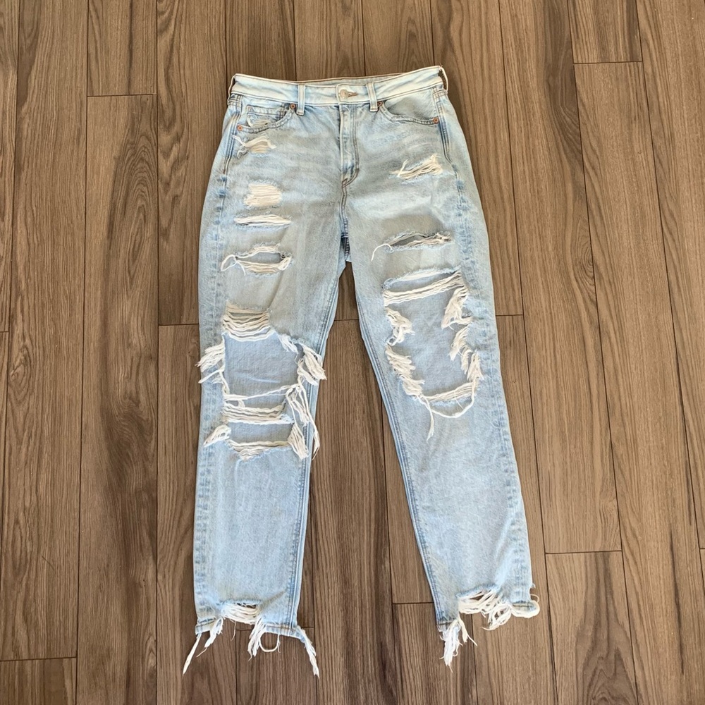 American Eagle distressed mom jeans